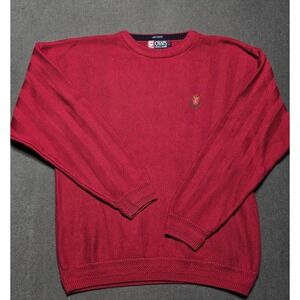 Chaps Ralph Lauren Red Knit Sweater Herringbone Pattern Crest Large Hand‎ Framed